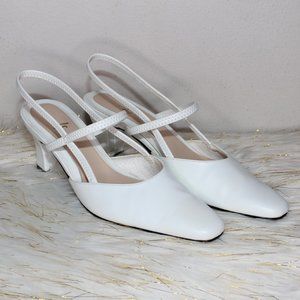 Vintage white heels with thin strap (in box)